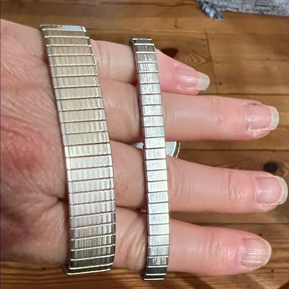 2 Vintage Timex F Cell Gold Tone Digital Women's Watch Stretch Band LCD AS IS